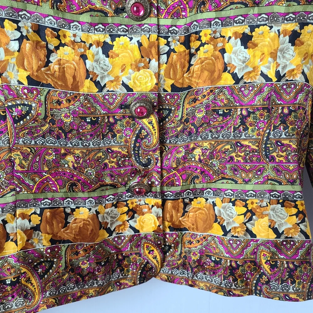 Anne Crimmins for Umi Collections Silk Paisley Baroque Vintage Blazer